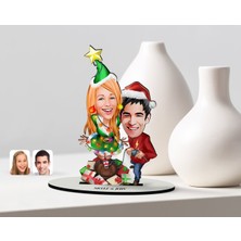 BK Kişiye Özel Yeni Yıl Sevgili Karikatürlü Ahşap Biblo Model-1