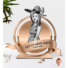 BK Kişiye Özel Bayan Cadı Karikatürlü 3D Ahşap Biblo Plaket-1