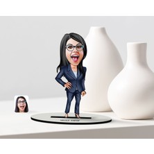 BK Kişiye Özel Bayan Patron Karikatür Ahşap Biblo - 1