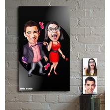 BK Kişiye Özel Sevgililer Karikatür Ahşap Tablo - 4