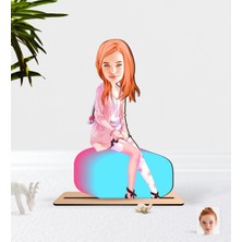 BK Kişiye Özel Kadın Karikatürlü Ahşap Biblo-32