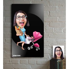 BK Kişiye Özel Ev Hanımı Karikatür Ahşap Tablo - 1