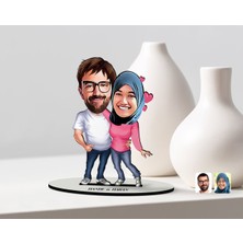BK Kişiye Özel Sevgililer Karikatürlü Ahşap Biblo Model-5