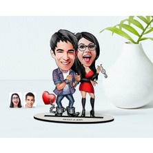 BK Kişiye Özel Sevgili Karikatürlü Ahşap Biblo Model-1