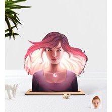 BK Kişiye Özel Kadın Soyut Karikatürlü Ahşap Biblo-13