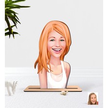 BK Kişiye Özel Kadın Karikatürlü Ahşap Biblo-37