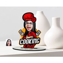 BK Kişiye Özel Bayan Chef Karikatürlü Ahşap Biblo-11