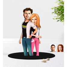 BK Kişiye Özel Sevgililer Karikatürlü 3D Ahşap Biblo-39