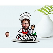 BK Kişiye Özel Erkek Chef Karikatürlü Ahşap Biblo Model-14