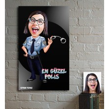 BK Kişiye Özel En Güzel Polis Karikatür Ahşap Tablo - 1