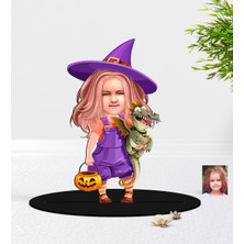 BK Kişiye Özel Küçük Cadı Karikatürlü 3D Ahşap Biblo-1