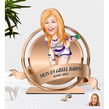 BK Kişiye Özel Kadın Karikatürlü 3D Ahşap Biblo Plaket-36