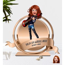 BK Kişiye Özel Kadın Animasyon Karikatürlü 3D Ahşap Biblo Plaket-12