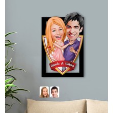 BK Kişiye Özel Isimli Sevgililer Karikatürlü 3D Ahşap Tablo-3