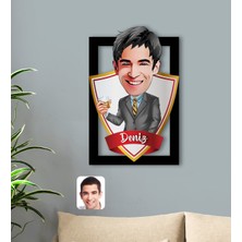 BK Kişiye Özel Isimli Erkek Karikatürlü 3D Ahşap Tablo-52