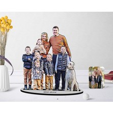 BK Kişiye Özel Tam Boy Aile Karikatürlü Ahşap Biblo Model-3