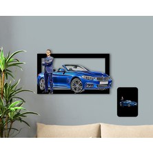 BK Kişiye Özel Tam Boy Erkek Otomobil Karikatürlü 3D Ahşap Tablo-1