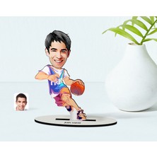 BK Kişiye Özel Erkek Basketbolcu Karikatürlü Ahşap Biblo Model-2