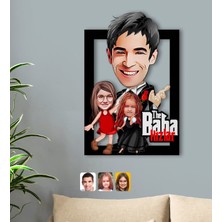 BK Kişiye Özel Godfather Baba ve Kızlar Karikatürlü 3D Ahşap Tablo-1