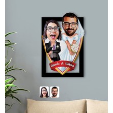 BK Kişiye Özel Isimli Sevgililer Karikatürlü 3D Ahşap Tablo-16