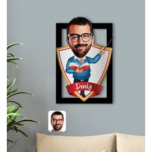 BK Kişiye Özel Isimli Erkek Öğretmen Karikatürlü 3D Ahşap Tablo-2