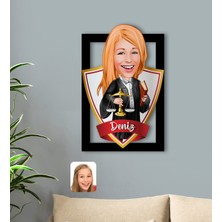 BK Kişiye Özel Isimli Kadın Avukat Karikatürlü 3D Ahşap Tablo-1