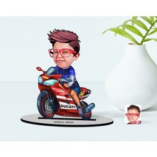 BK Kişiye Özel Motorcu Çocuk Karikatürlü Ahşap Biblo Model-1