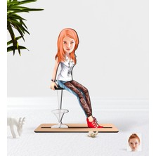 BK Kişiye Özel Kadın Karikatürlü Ahşap Biblo-39