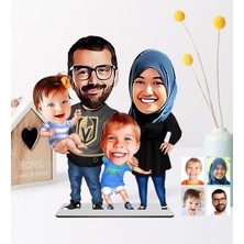 BK Kişiye Özel Aile Karikatürlü Ahşap Biblo - 3