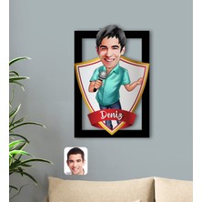 BK Kişiye Özel Isimli Erkek Şarkıcı Karikatürlü 3D Ahşap Tablo-1