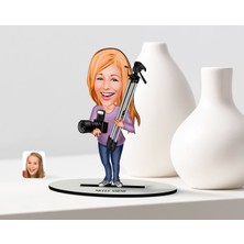 BK Kişiye Özel Bayan Profesyonel Fotoğrafçı Karikatür Ahşap Biblo - 1