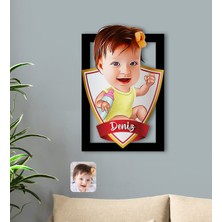 BK Kişiye Özel Isimli Bebek Karikatürlü 3D Ahşap Tablo-1
