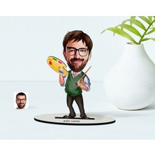 BK Kişiye Özel Bay Ressam Karikatür Ahşap Biblo - 1