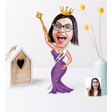 BK Kişiye Özel Güzellik Kraliçesi Karikatür Ahşap Biblo - 1