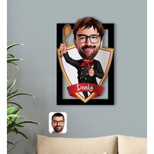 BK Kişiye Özel Isimli Erkek Master Chef Karikatürlü 3D Ahşap Tablo-1