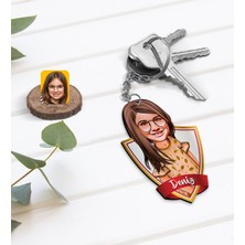 BK Kişiye Özel Isimli Kız Çocuk Karikatürlü Ahşap Anahtarlık-8