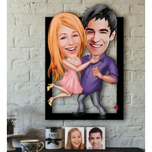 BK Kişiye Özel Sevgililer Karikatürlü 3D Ahşap Tablo-3
