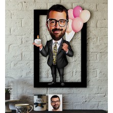 BK Kişiye Özel Bay Doğum Günü Karikatürlü 3D Ahşap Tablo-3