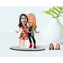 BK Kişiye Özel Anne Kız Karikatürlü Ahşap Biblo Model-1