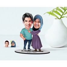 BK Kişiye Özel Sevgililer Karikatürlü Ahşap Biblo Model-61