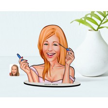 BK Kişiye Özel Kadın Karikatürlü Ahşap Biblo Model-21