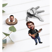 BK Kişiye Özel Baba Karikatürlü Ahşap Anahtarlık-4