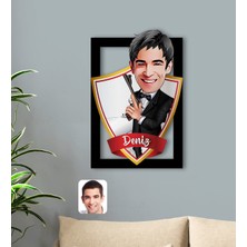 BK Kişiye Özel Isimli Erkek Ajan Karikatürlü 3D Ahşap Tablo-1