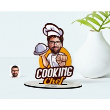 BK Kişiye Özel Erkek Chef Karikatürlü Ahşap Biblo Model-15