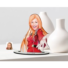 BK Kişiye Özel Kadın Karikatürlü Ahşap Biblo Model-34