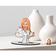 BK Kişiye Özel Kadın Aşçı Karikatürlü Ahşap Biblo Model-3