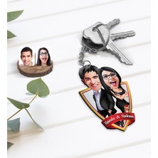 BK Kişiye Özel Isimli Sevgililer Karikatürlü Ahşap Anahtarlık-6