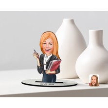 BK Kişiye Özel Kadın Yönetici Karikatürlü Ahşap Biblo Model-1