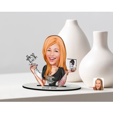 BK Kişiye Özel Kadın Dövme Sanatçısı Karikatürlü Ahşap Biblo Model-1