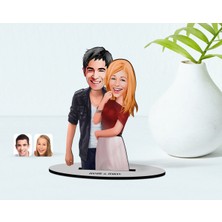 BK Kişiye Özel Sevgililer Karikatürlü Ahşap Biblo Model-90